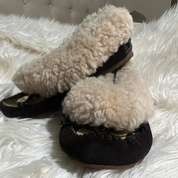 COACH Arleen moccasin slippers Sz 5!  Brown with fur♥️. Authentic!!! - Picture 5 of 9